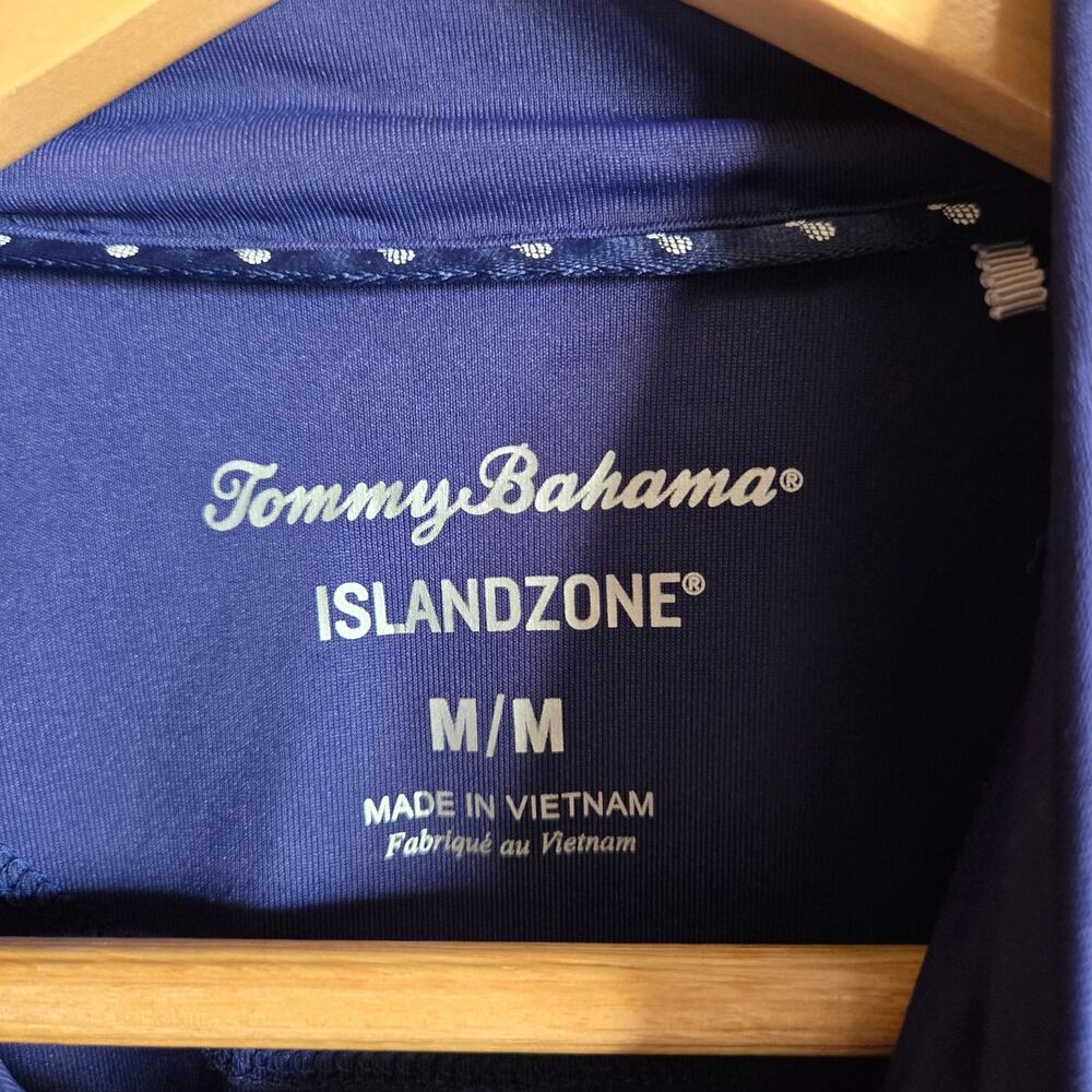 Tommy Bahama Islandzone Top Aubrey Half Zip Navy Golf Gym Medium Mock Neck Shirt - Picture 4 of 6